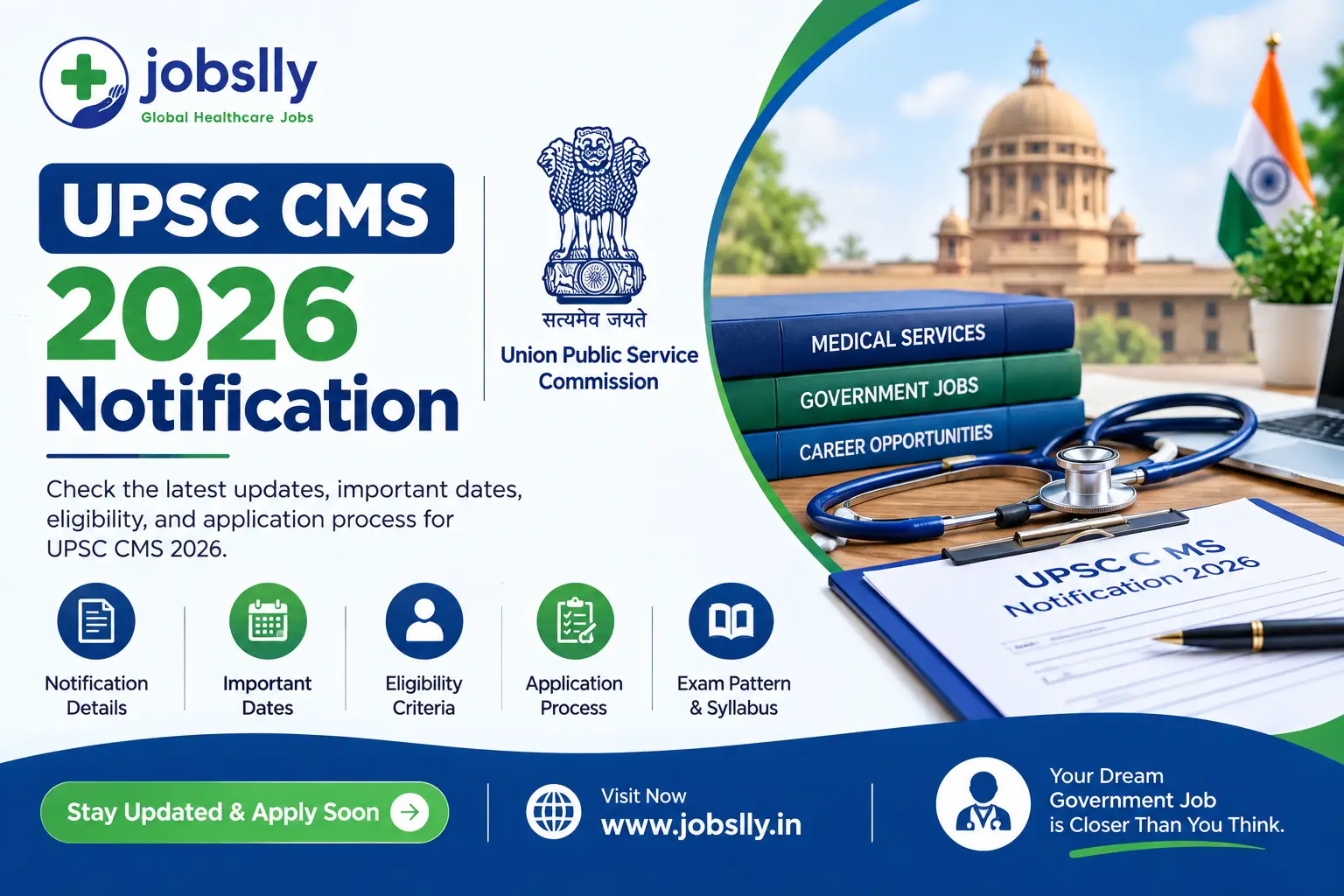 UPSC CMS 2026 Notification: Vacancies, Eligibility, Exam Date & How to Apply Online - Jobslly Blog
